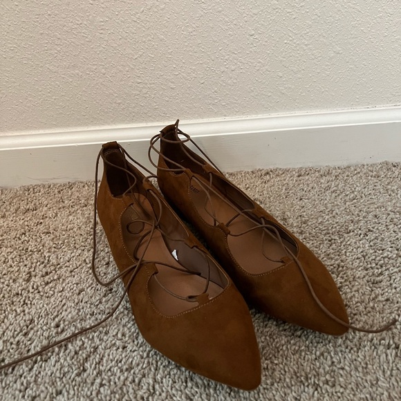 Merona Brown Lace up Flats - Picture 1 of 2